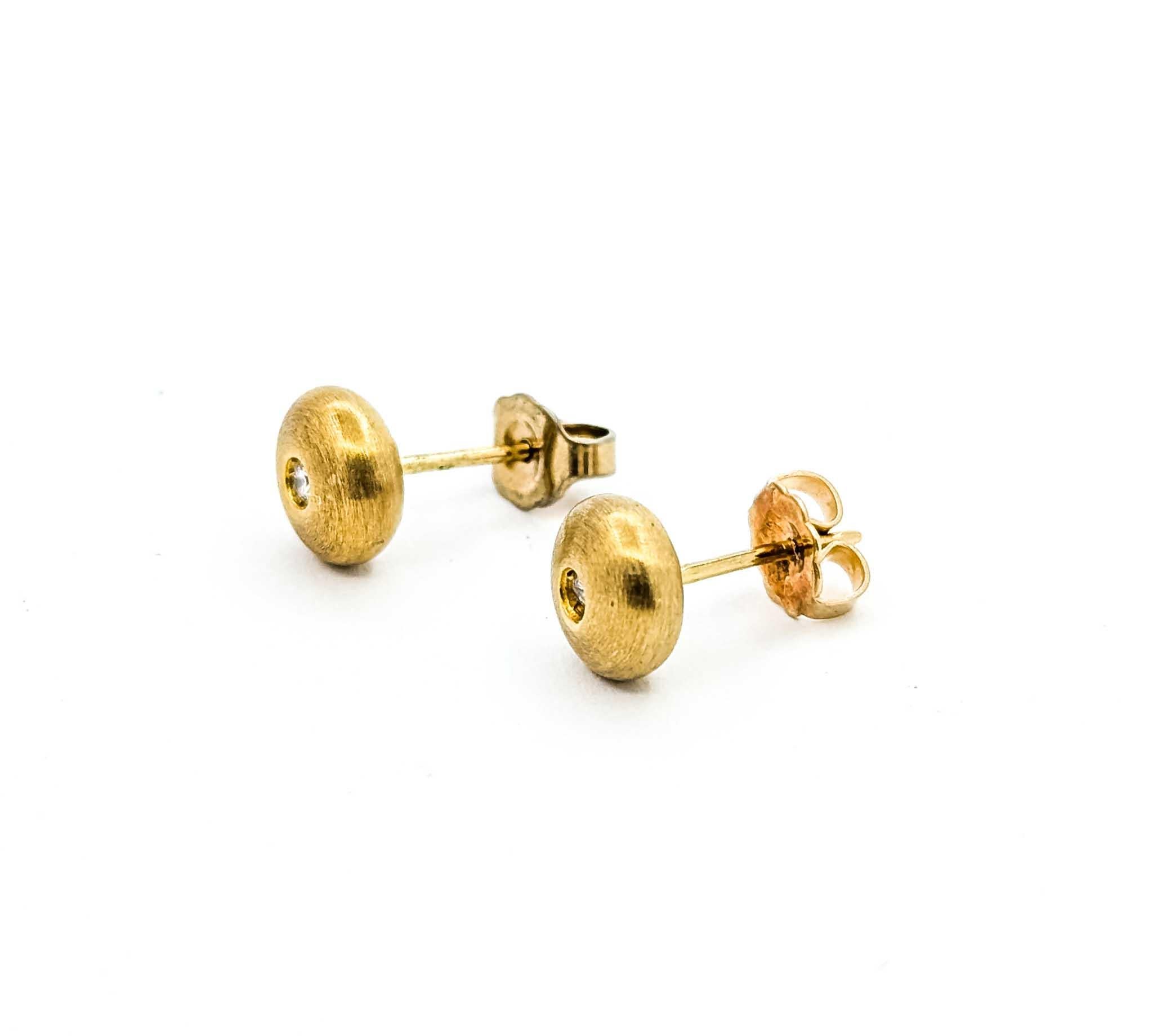 Pendientes clásicos de oro amarillo de 14k con diamantes Modernista en venta