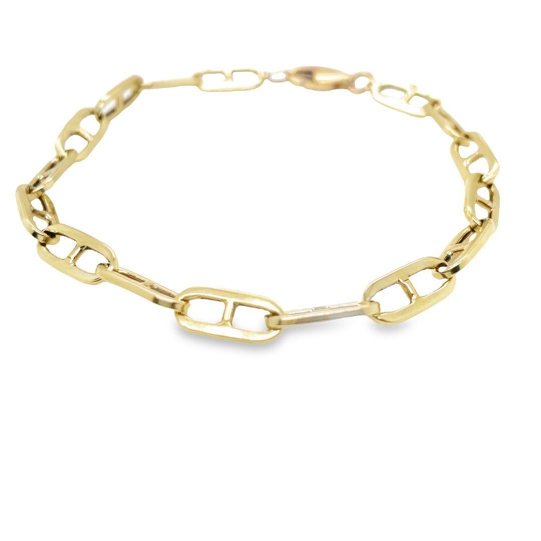 Bracelet classique en or jaune 14K à maillons en forme d'ancre de Marin Unisexe en vente