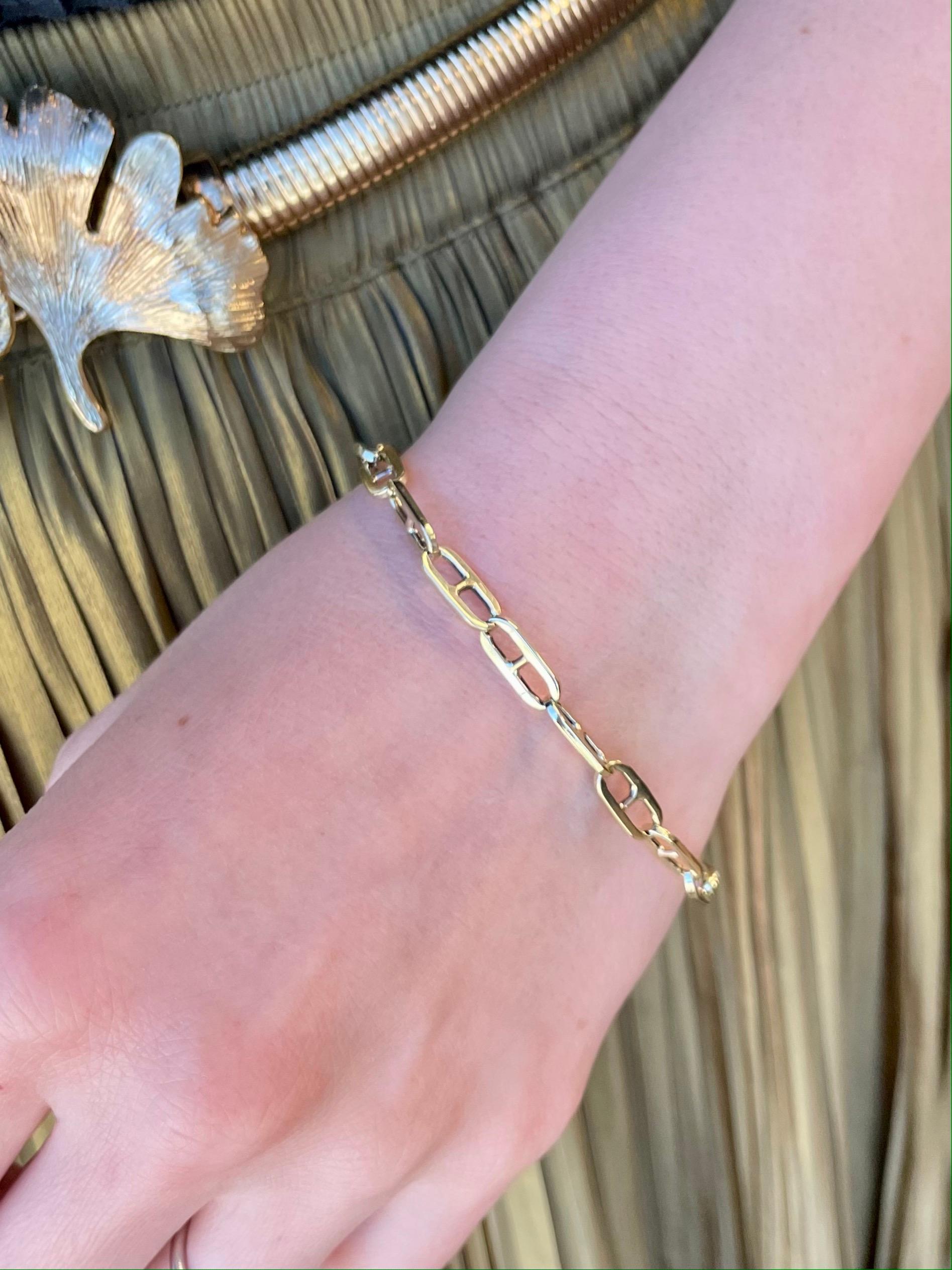 Bracelet classique en or jaune 14K à maillons en forme d'ancre de Marin en vente 2
