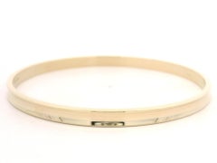 Classic 14k Yellow Gold Polished Concave Stackable Slip On Bangle Bracelet
