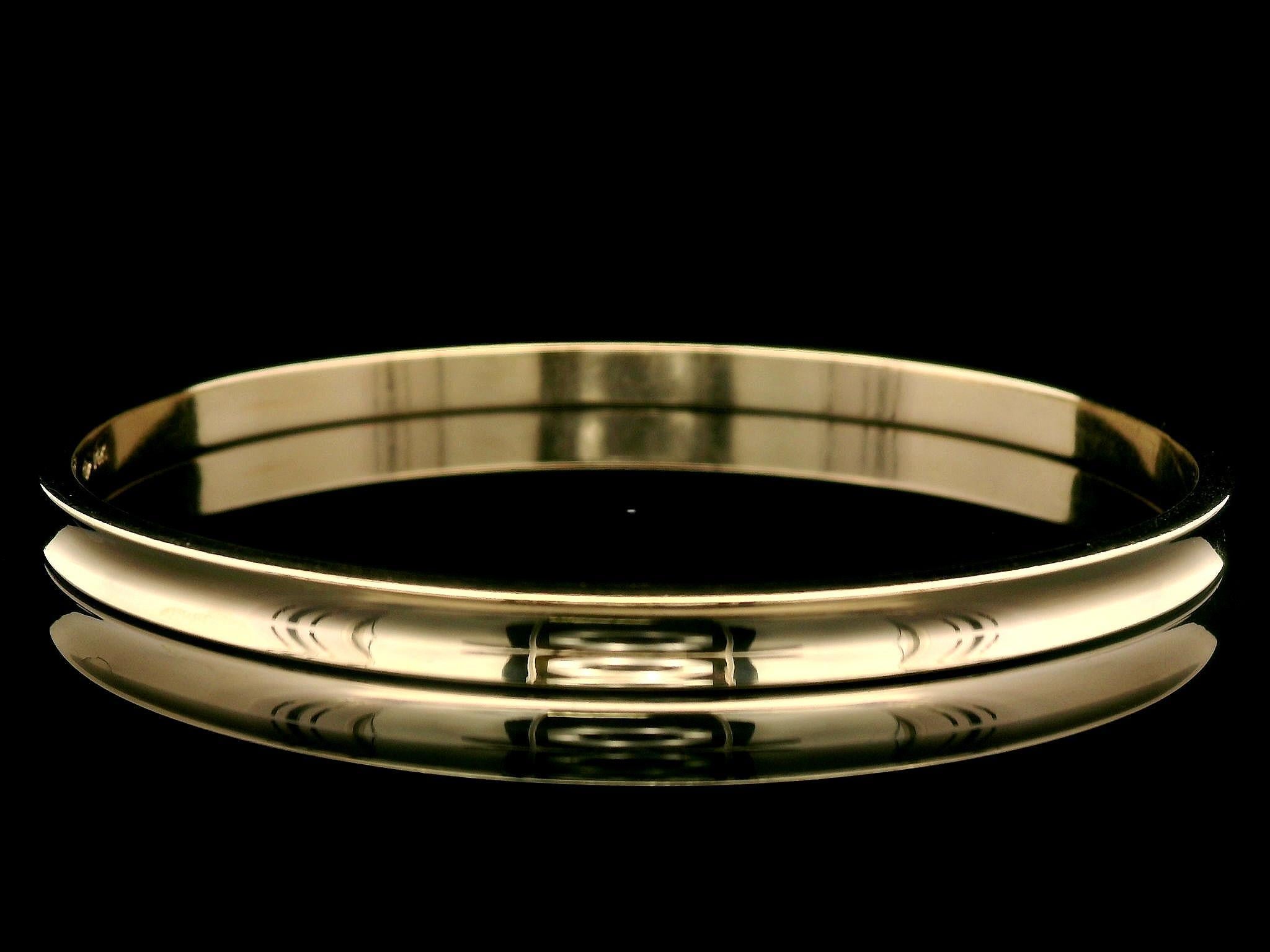 Classic 14k Yellow Gold Polished Concave Stackable Slip On Bangle Bracelet 1