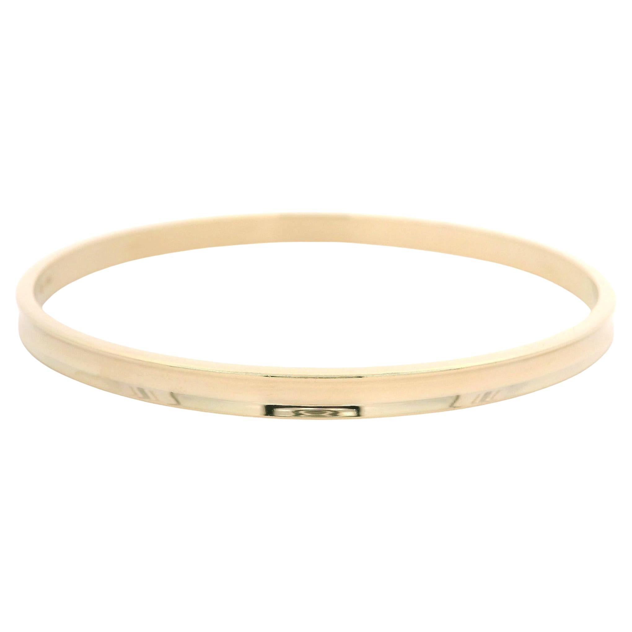 Classic 14k Yellow Gold Polished Concave Stackable Slip On Bangle Bracelet