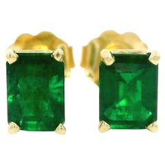 Classic 14k Gelbgold Qualität Smaragd Schliff Smaragd Ohrstecker Every Day Wear Ohrringe