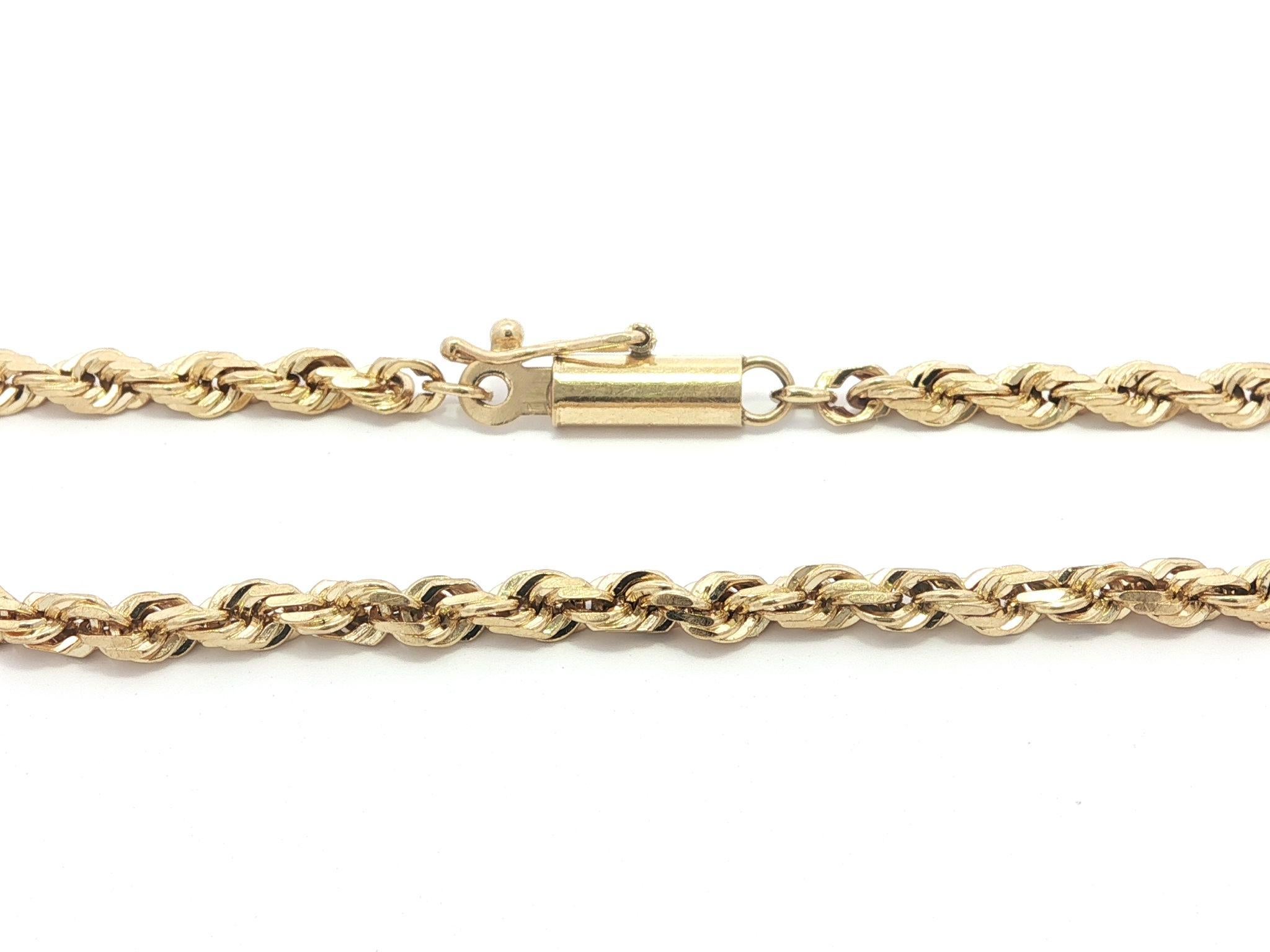 MATERIAL : Or jaune 14k massif
Poids : 5.43 grammes
Longueur : 8