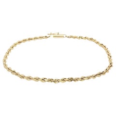 Bracelet classique en or jaune 14k à maillons en corde Fermoir à barillet avec verrou de sécurité