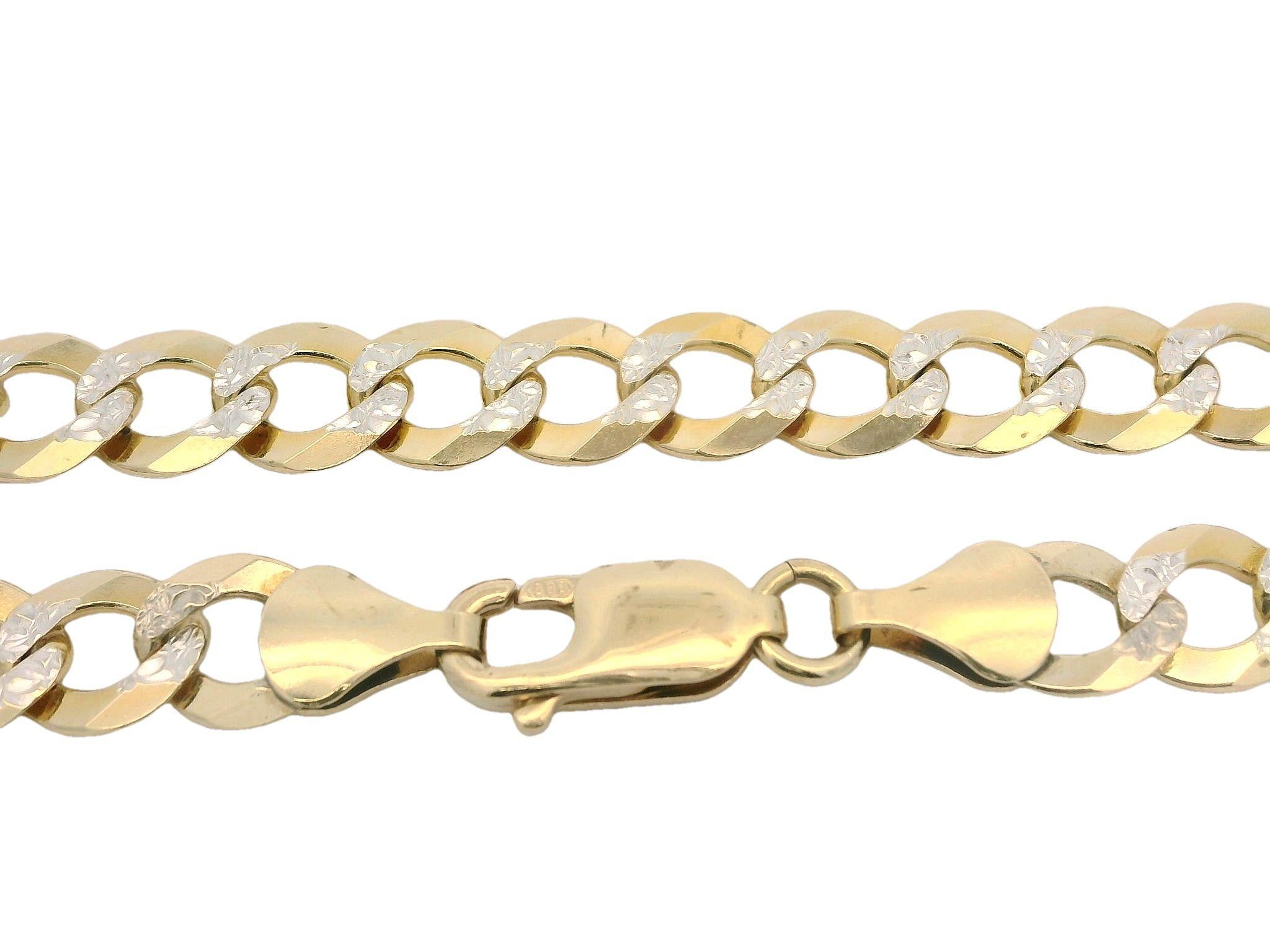 da uomo o donna Collana classica con catena a maglie cubane con taglio a diamante in oro giallo e bianco 14k da 24 pollici in vendita