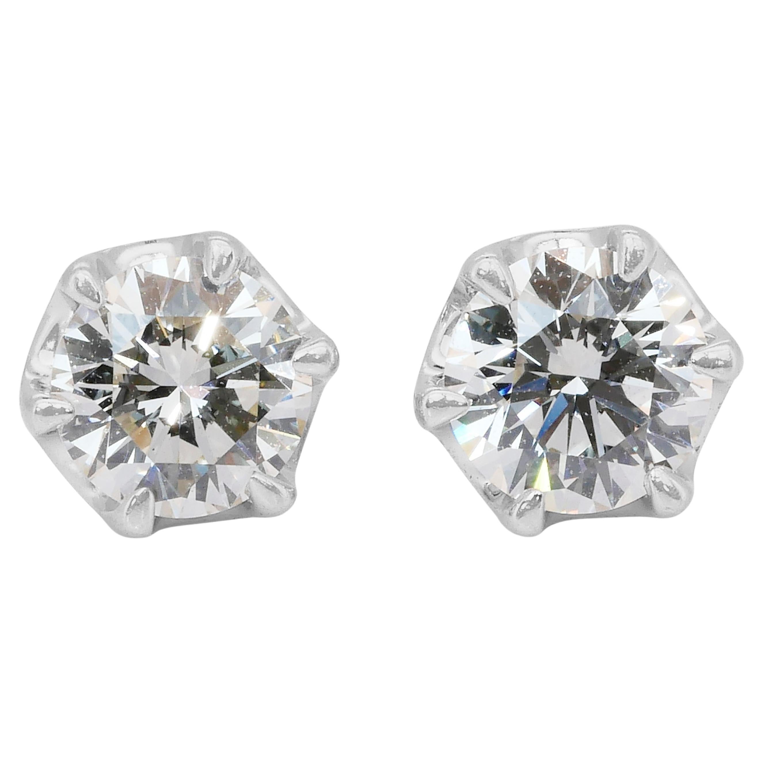 Orecchini classici con diamanti da 1,50 carati in oro bianco 18 carati - certificati IGI