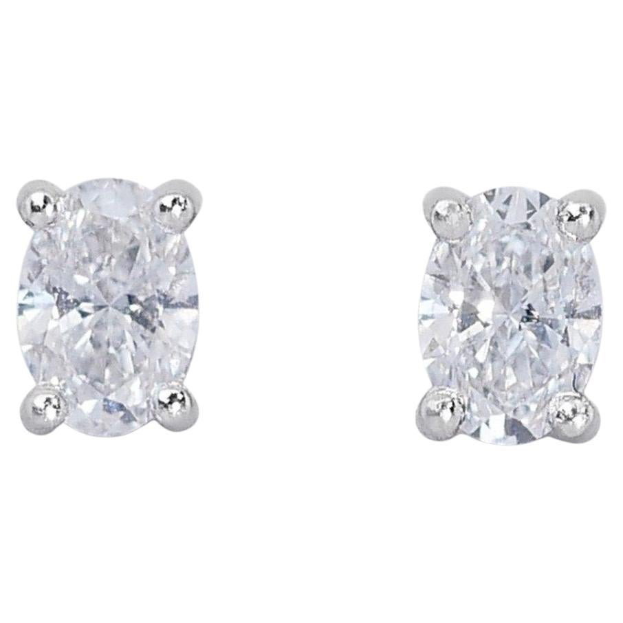 Classic 1.61ct Diamonds Stud Earrings in 18k White Gold - GIA Certified