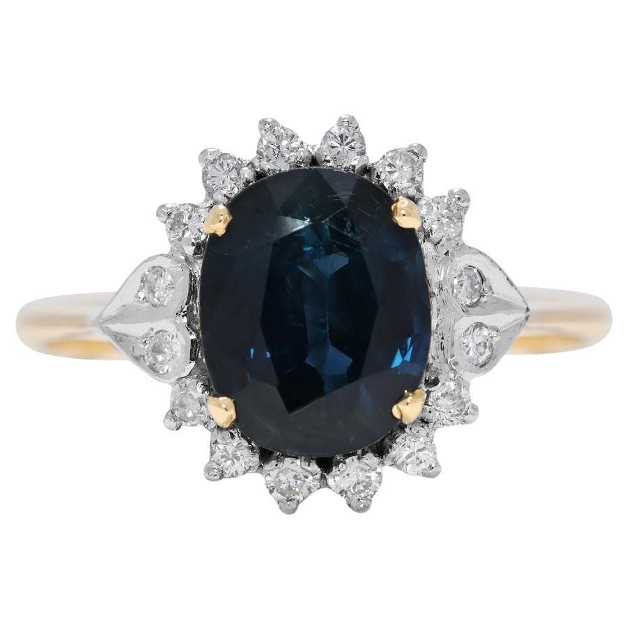 Classic 1.62ct Sapphire & Natural Diamond Ring in 14K Yellow Gold