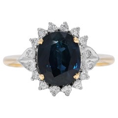 Classic 1.62ct Sapphire & Natural Diamond Ring in 14K Yellow Gold