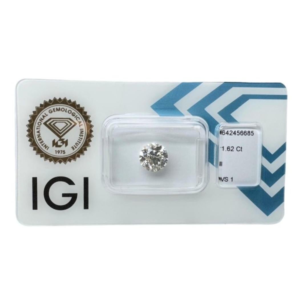 Round Cut Classic 1.62ct Triple Excellent Ideal Cut Round-Shaped Diamond - IGI Certified For Sale