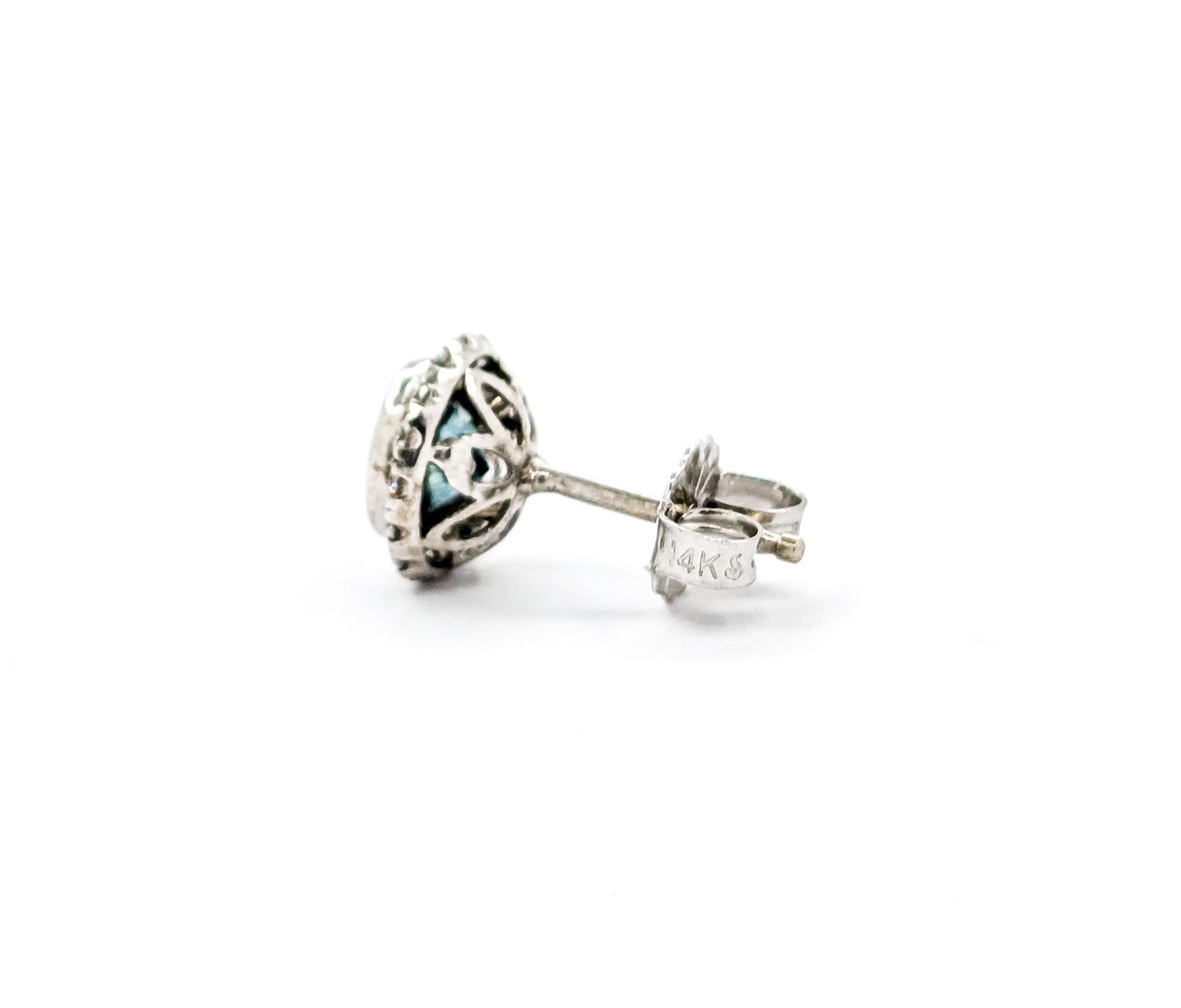 Taglio rotondo Orecchini classici con zaffiro Montana e diamanti a raggiera da 1,63 ct. in oro bianco in vendita