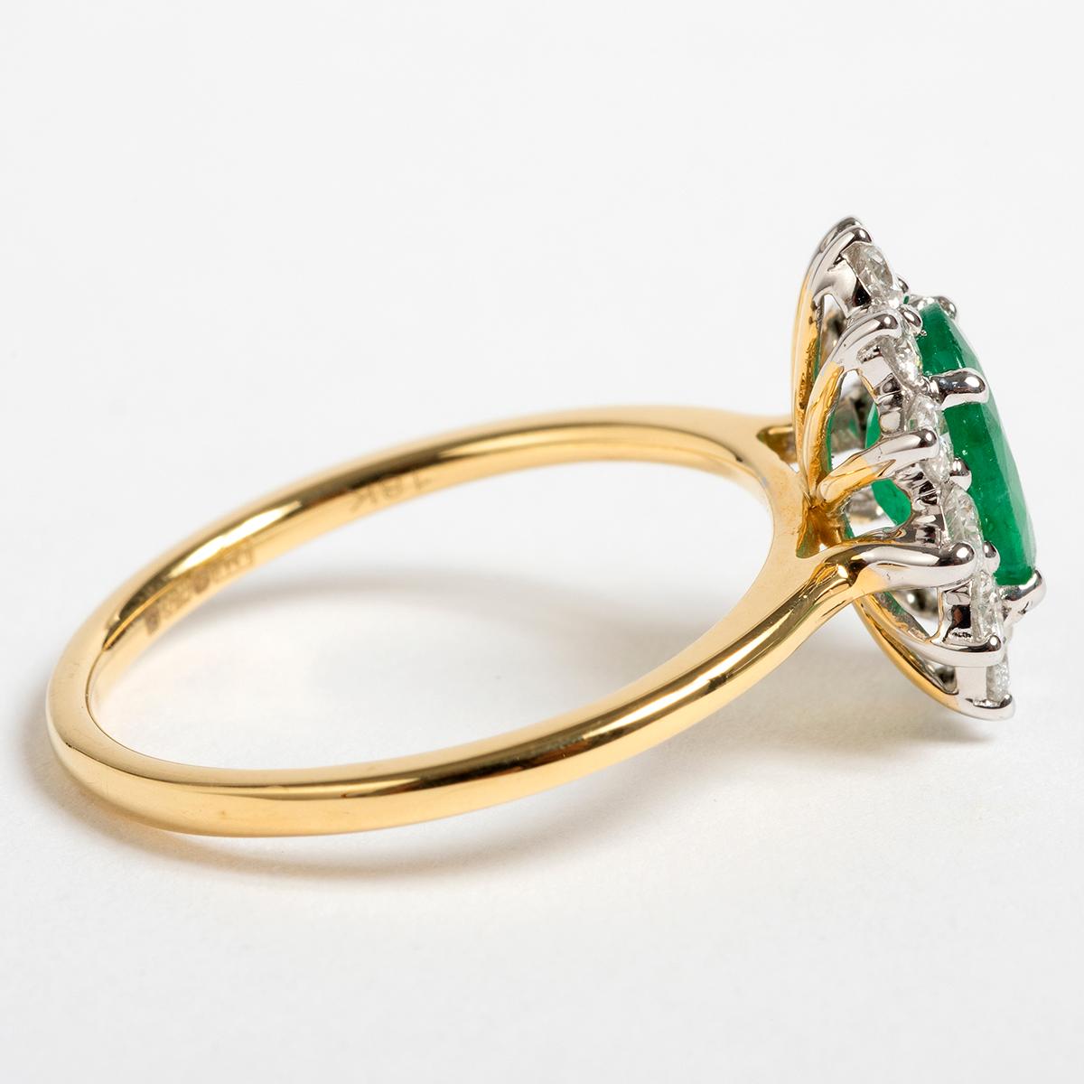 A unique piece within our carefully curated Vintage & Prestige fine jewellery collection, we are delighted to present the following:

This classic 18ct emerald and diamond cluster ring weights approx 0.53ct in diamonds and 1.08ct in emeralds. UK