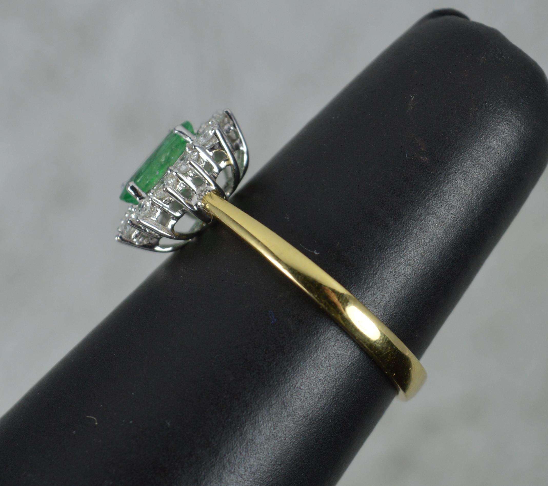 Classic 18 Carat Gold Emerald and Vs Diamond Cluster Ring 3
