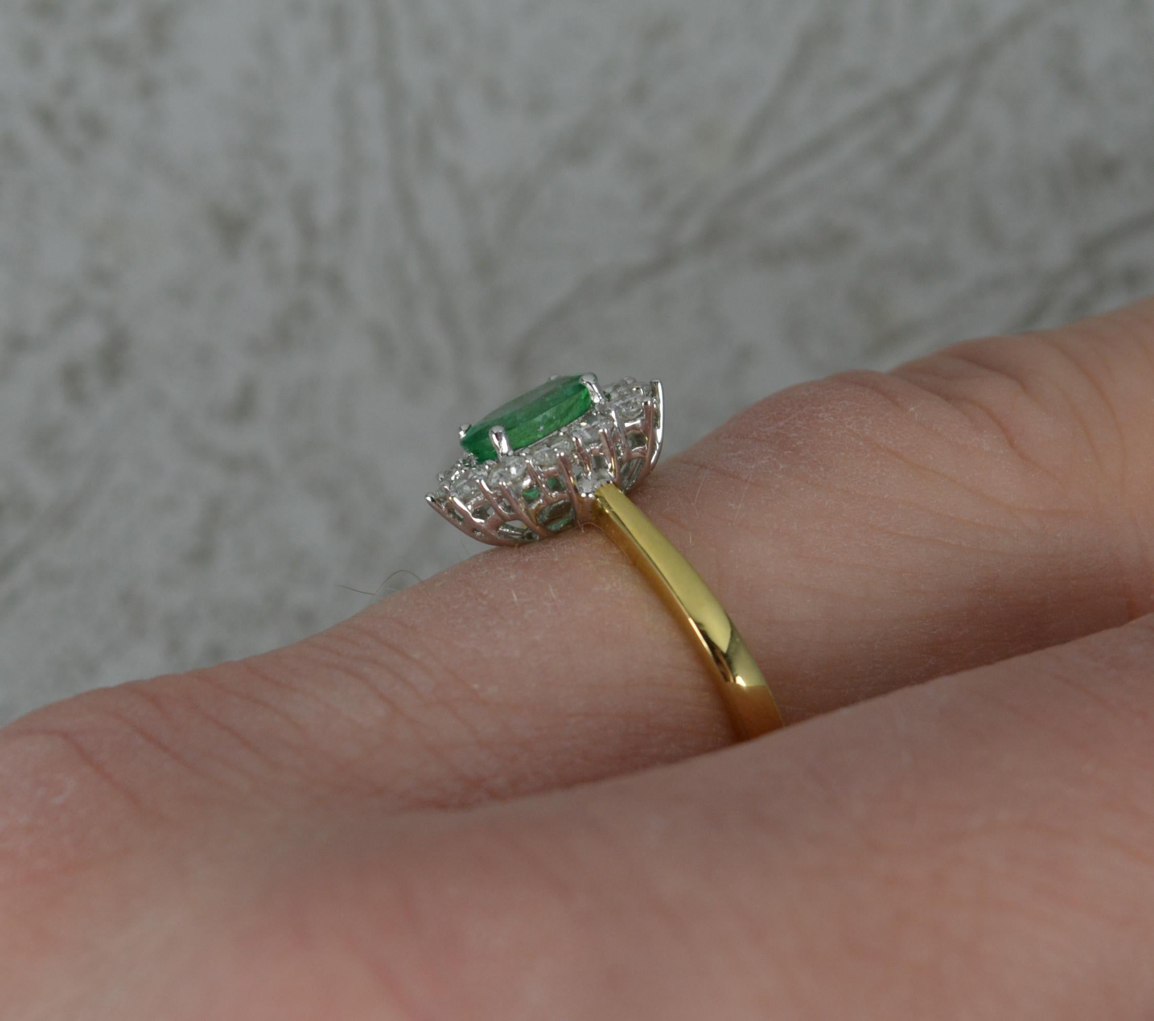 Contemporary Classic 18 Carat Gold Emerald and Vs Diamond Cluster Ring