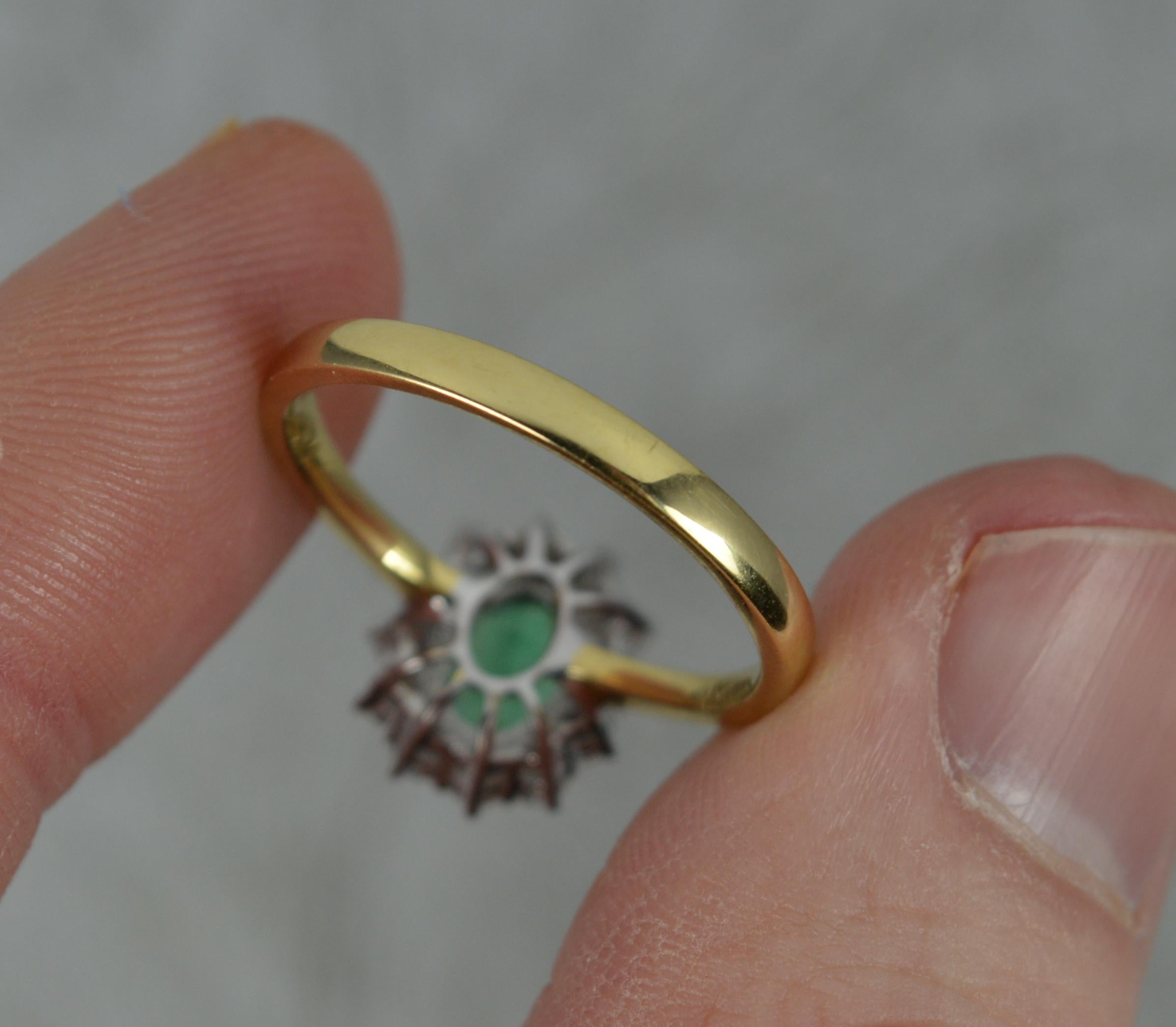 Classic 18 Carat Gold Emerald and Vs Diamond Cluster Ring 1