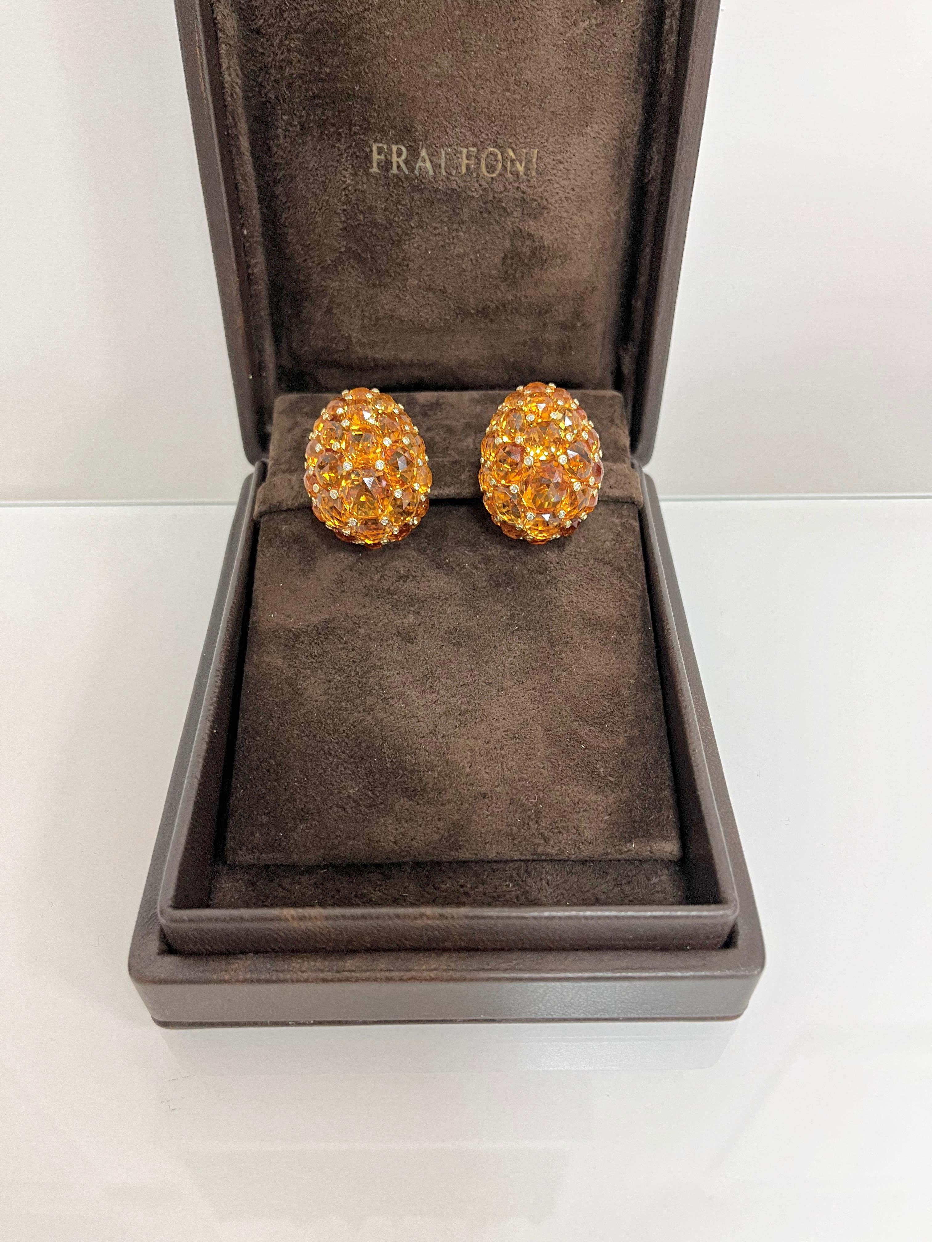 Classic 18 Karat Yellow Gold Citrine Diamonds Clip-on Earrings For Sale 3