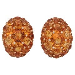 Klassische Ohrringe aus 18 Karat Gelbgold mit Citrin und Diamanten zum Anstecken