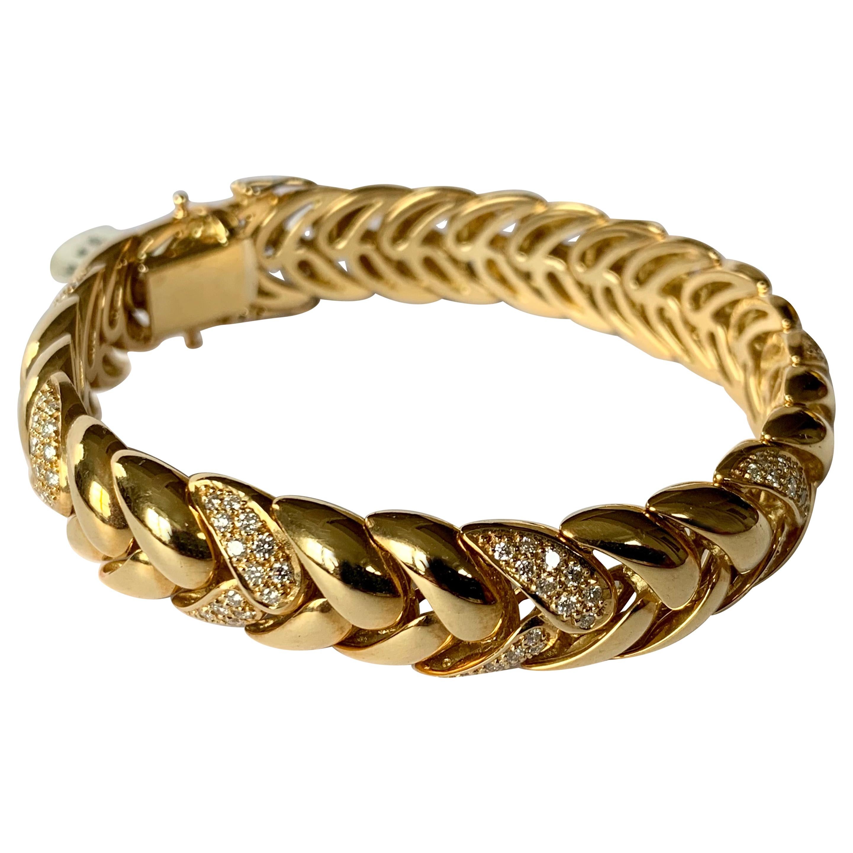 Classic 18 Karat Yellow Gold Diamond Bracelet by Gübelin, Switzerland For Sale