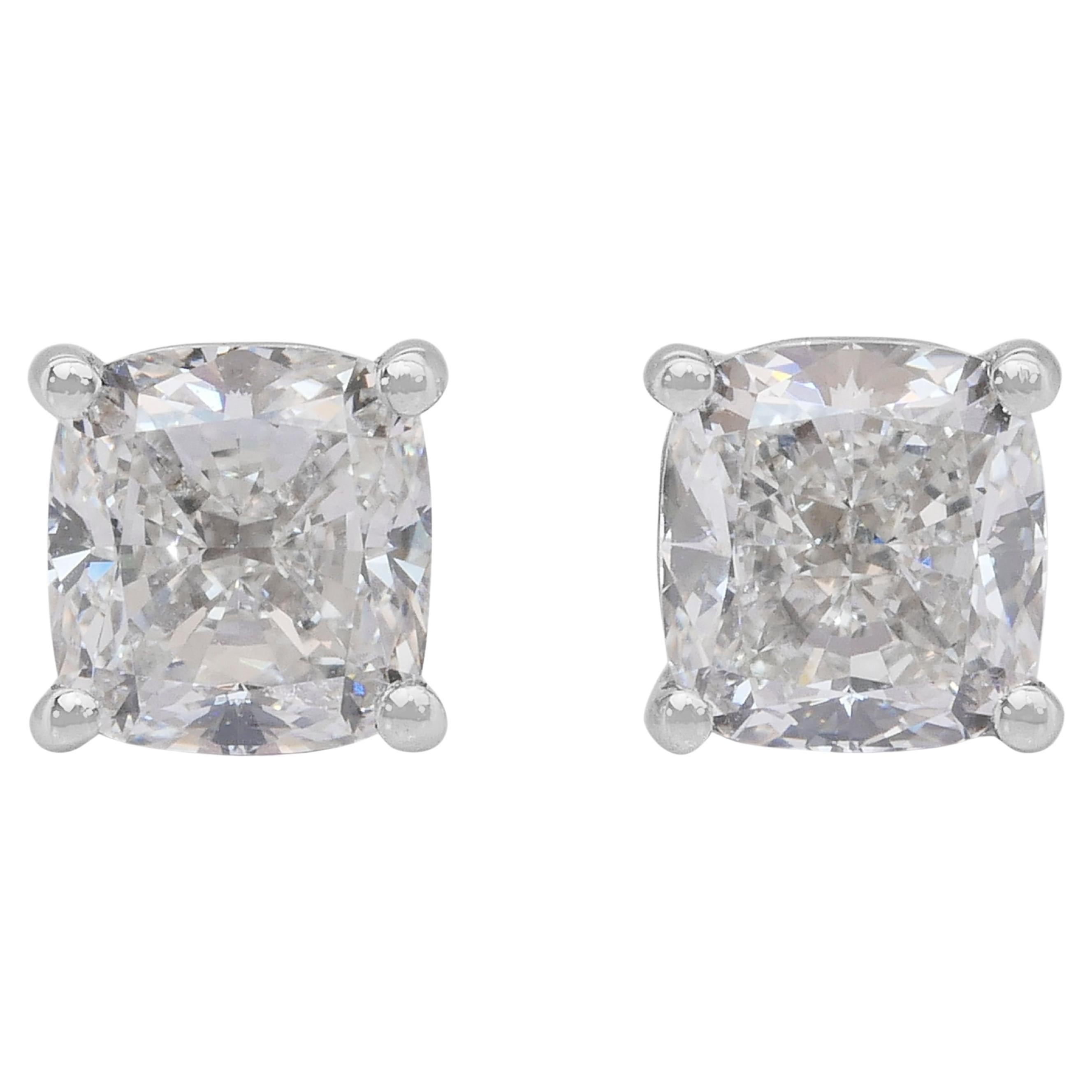 Orecchini classici con diamanti da 1,80 carati in oro bianco 18 carati - certificati GIA