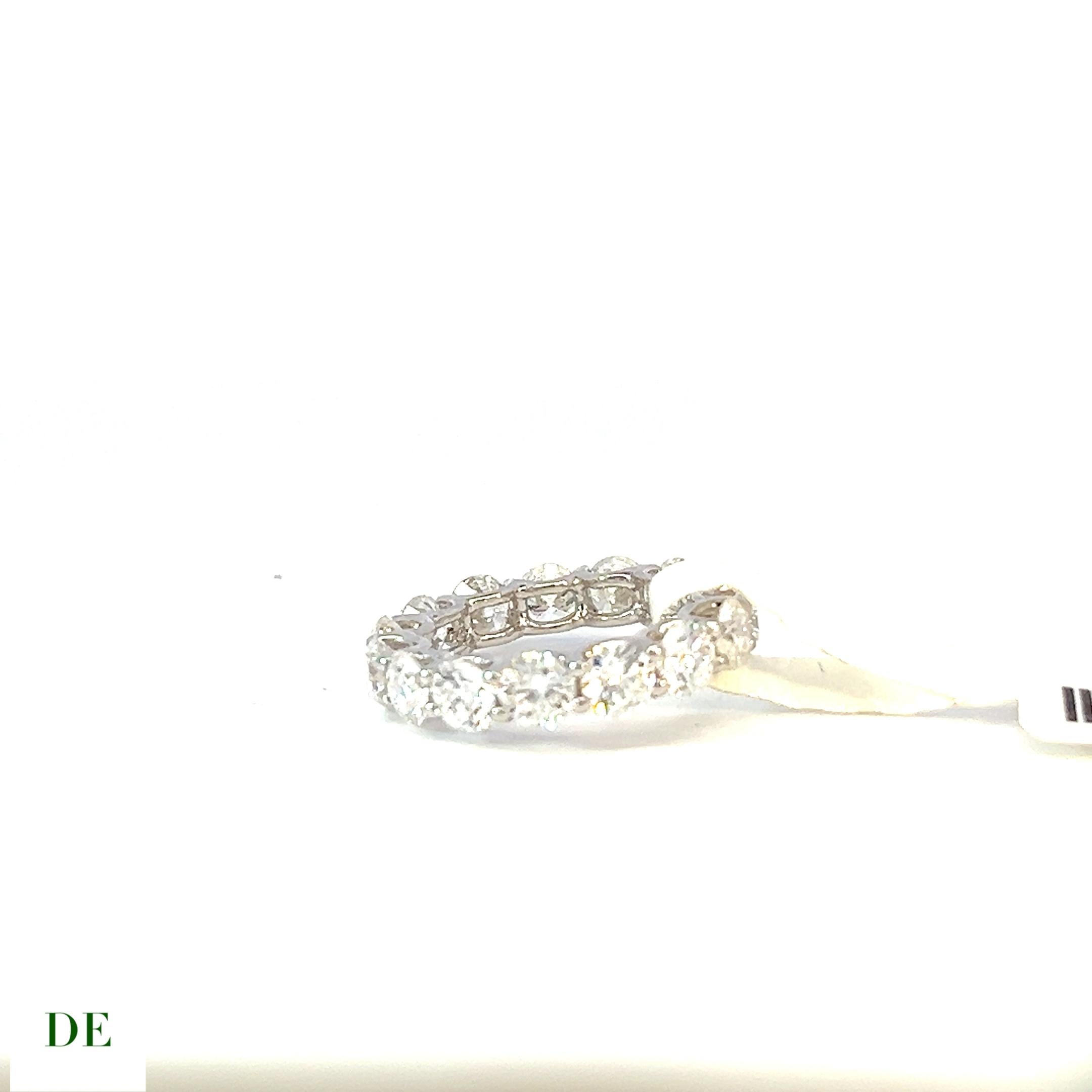 Women's or Men's Classic 18k Gold 3.38 Carat Elegant Eternity Band Diamond Ring For Sale