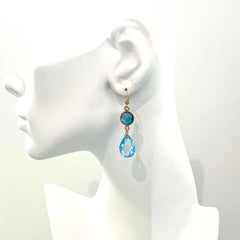 Classic 18k Gold-filled London Blue Topaz and Blue Topaz Briolette Drop Earrings