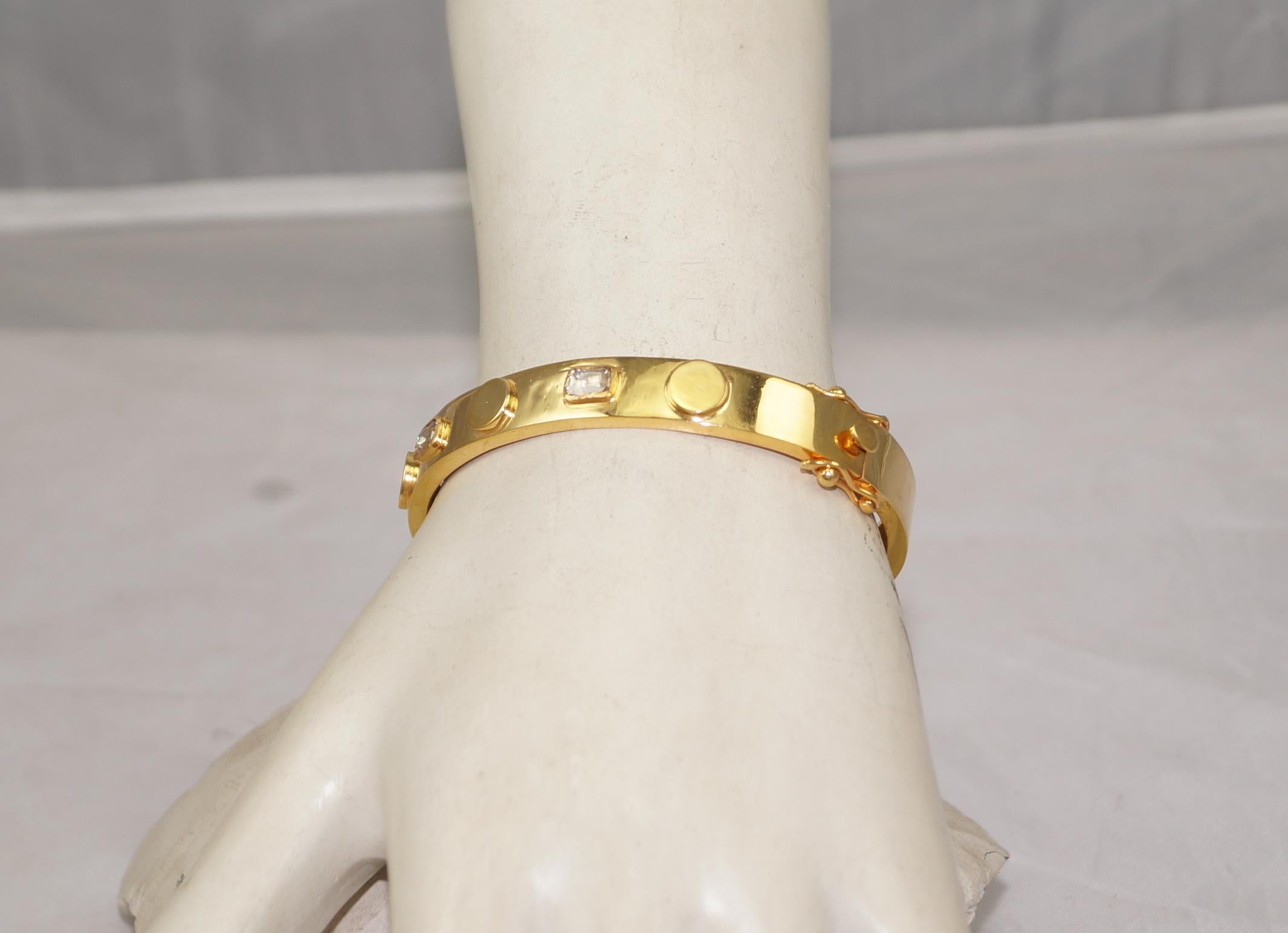 Moderno Bracciale a cerniera in oro 18 carati con disco e veri diamanti grezzi in vendita