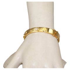 18K Gold Hinged Bracelet disc and real Uncut Diamonds