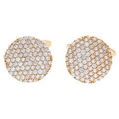 Classic 18k Rose Gold Pave Set Circle Cufflinks