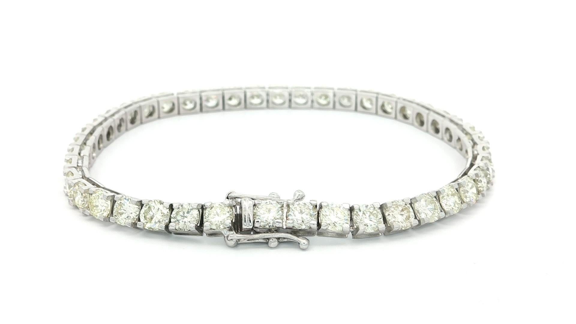 Klassische 18k Weißgold 11,50ctw Nizza große runde Diamanten Linie Tennis-Armband im Angebot 4