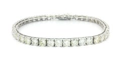 Classic 18k White Gold 11.50ctw Nice Large Round Diamond Line Tennis Bracelet