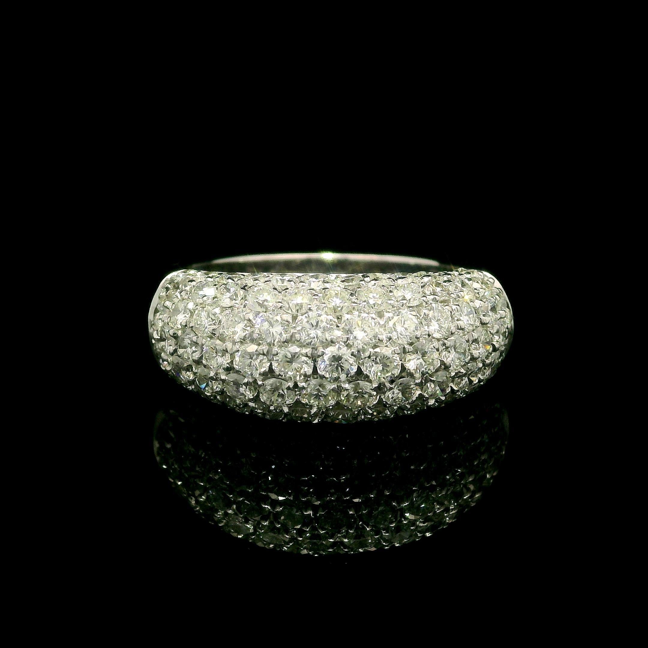 Classic 18k White Gold 2.0ctw Fiery Pave Diamond Domed Bombe Band Ring 5