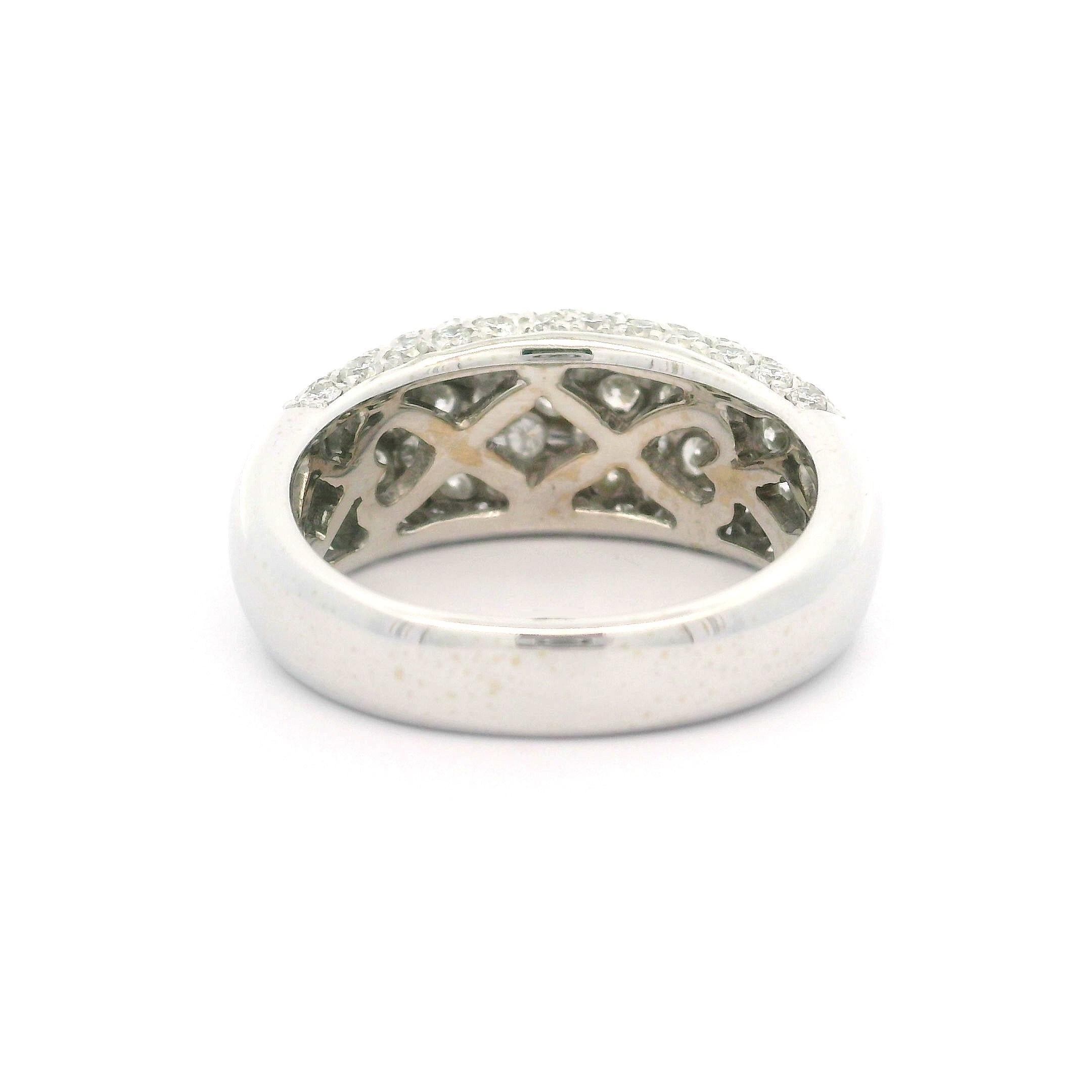 Classic 18k White Gold 2.0ctw Fiery Pave Diamond Domed Bombe Band Ring 6