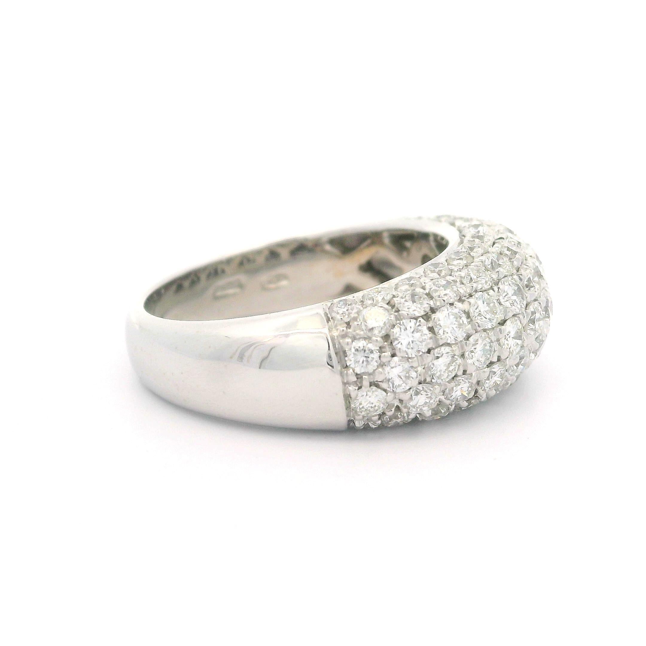 Classic 18k White Gold 2.0ctw Fiery Pave Diamond Domed Bombe Band Ring 7
