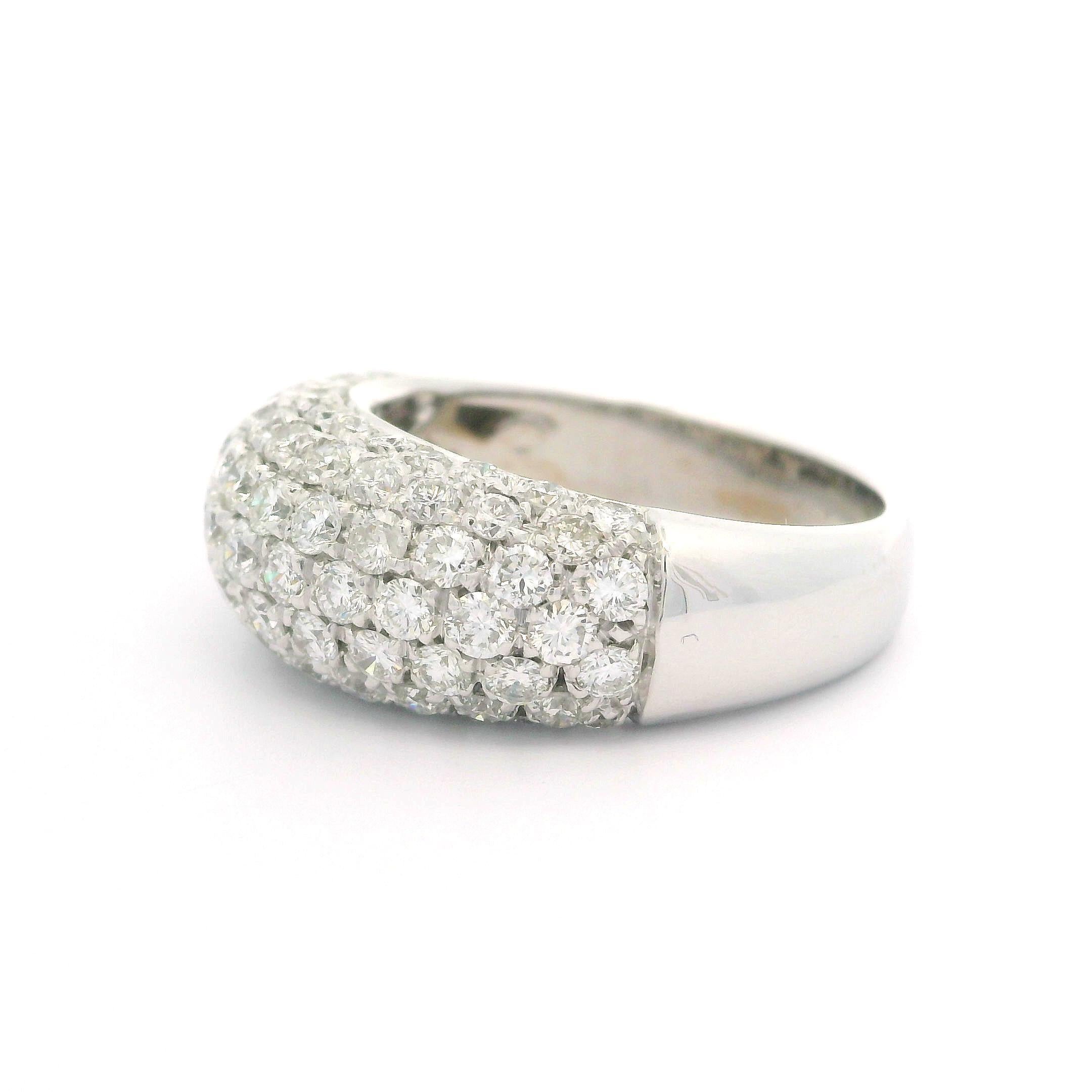 Classic 18k White Gold 2.0ctw Fiery Pave Diamond Domed Bombe Band Ring 10