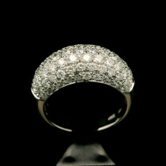 Classic 18k White Gold 2.0ctw Fiery Pave Diamond Domed Bombe Band Ring