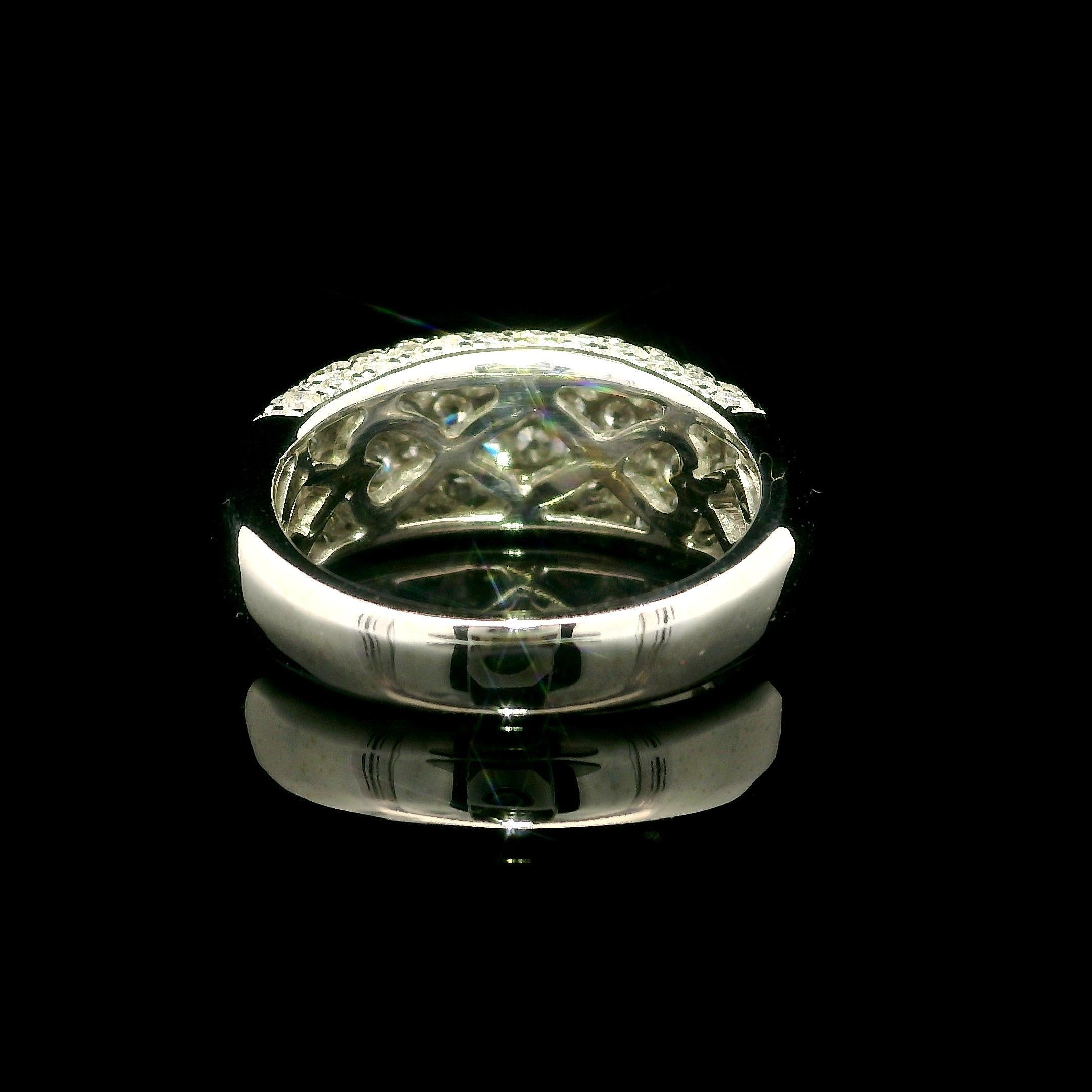 Classic 18k White Gold 2.0ctw Fiery Pave Diamond Domed Bombe Band Ring 1