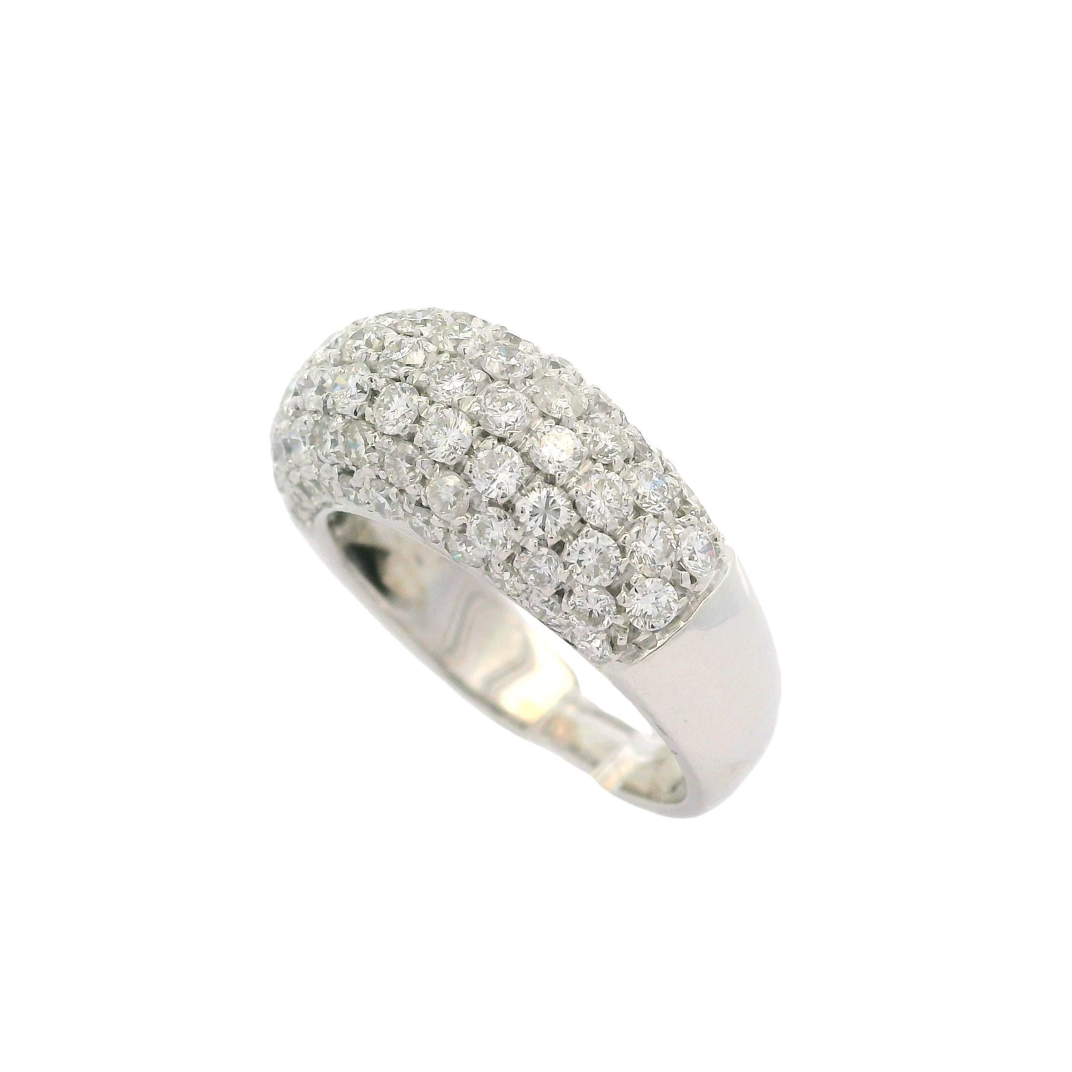 Classic 18k White Gold 2.0ctw Fiery Pave Diamond Domed Bombe Band Ring 3