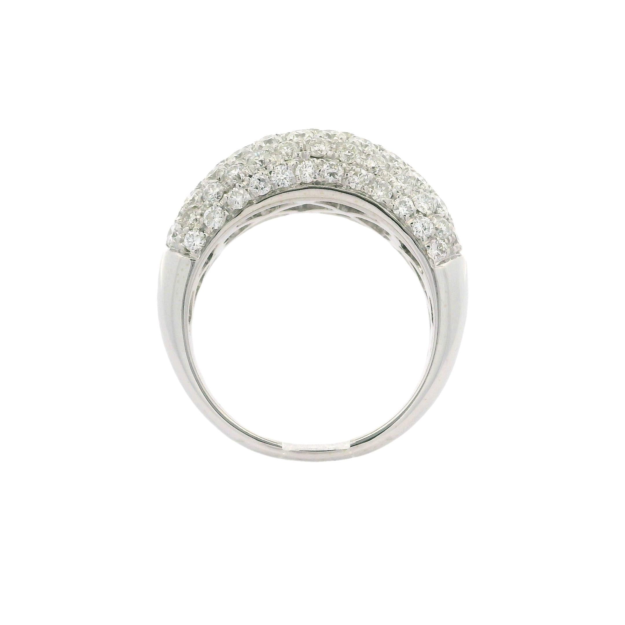 Classic 18k White Gold 2.0ctw Fiery Pave Diamond Domed Bombe Band Ring 4