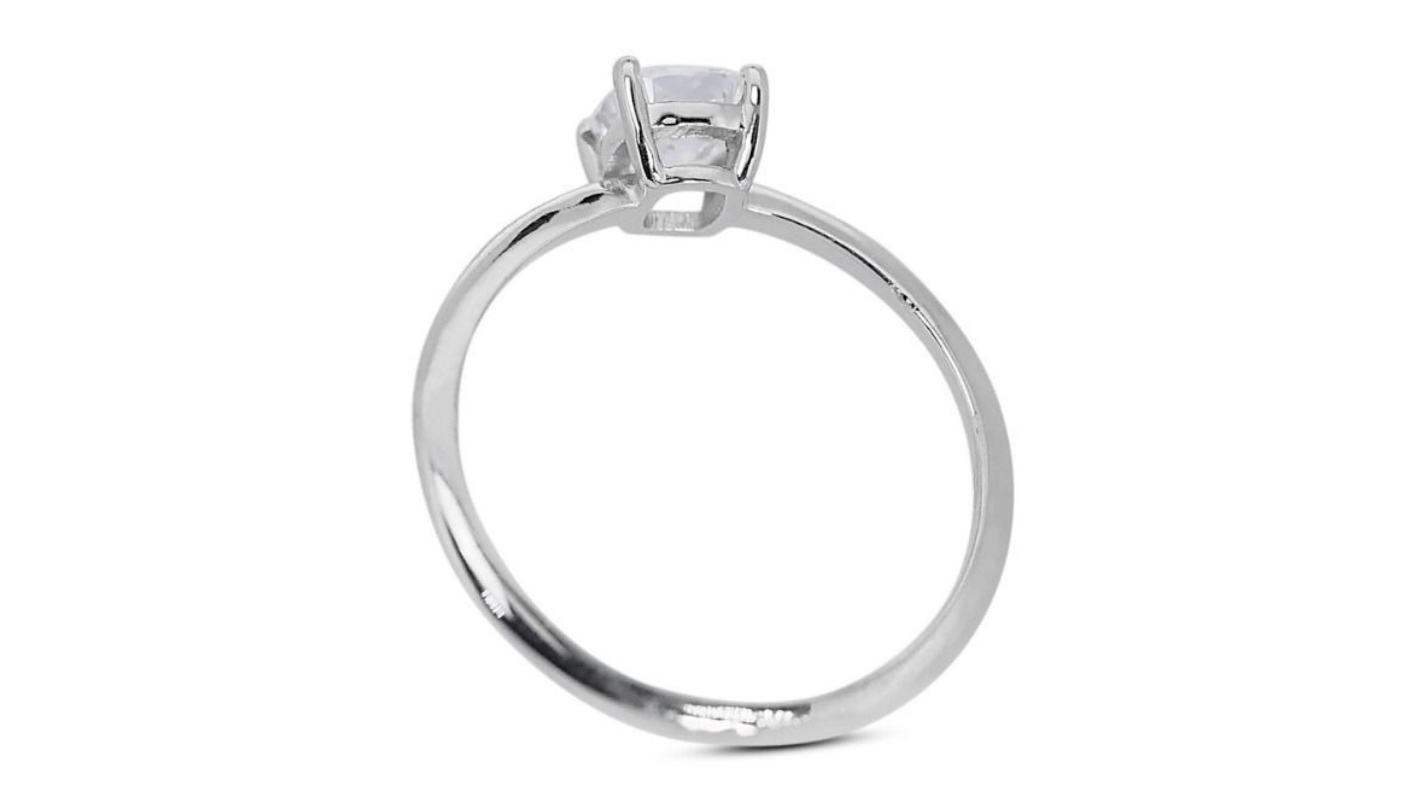 Women's Classic 18k White Gold .70ct. Cushion Modified Brilliant Solitaire Diamond Ring For Sale