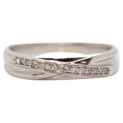 Classic 18K White Gold Band Ring with 0.07 ct Natural Diamonds