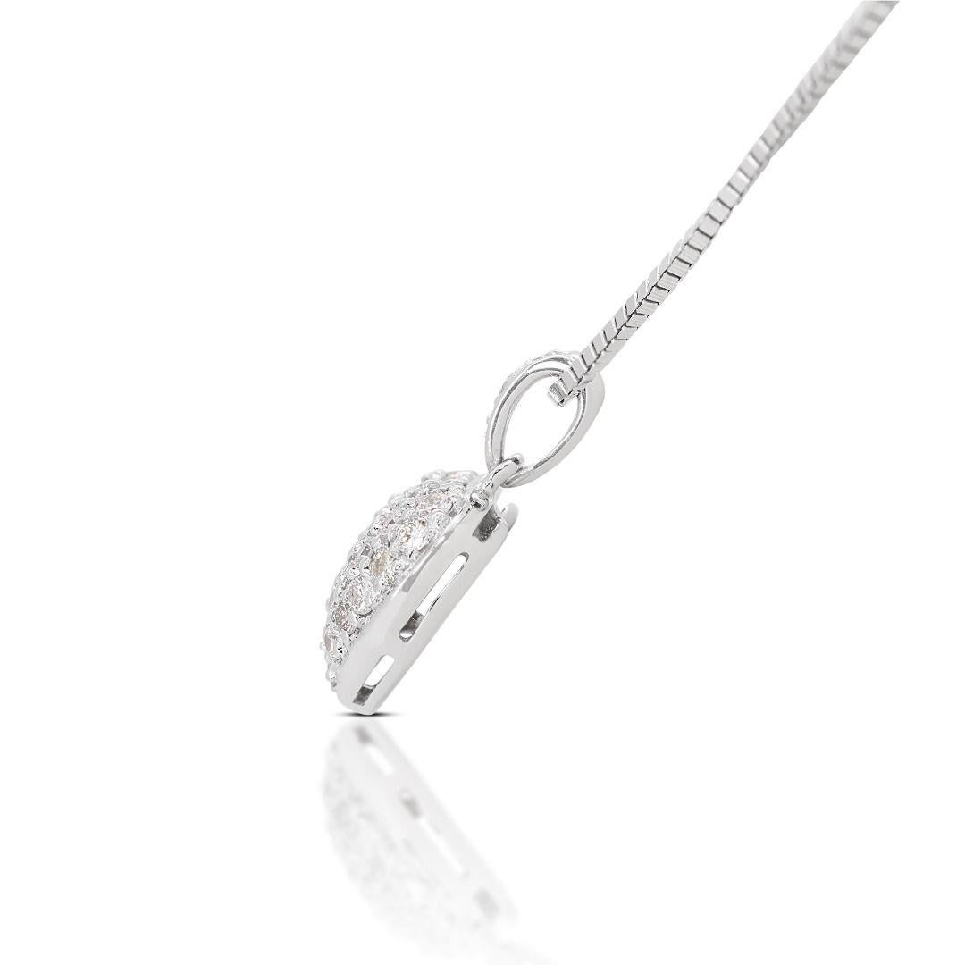 Women's Classic 18K White Gold Diamond Heart Pendant Necklace