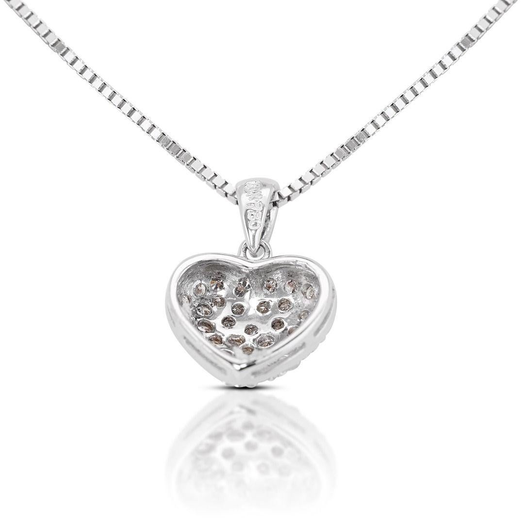 Classic 18K White Gold Diamond Heart Pendant Necklace 1