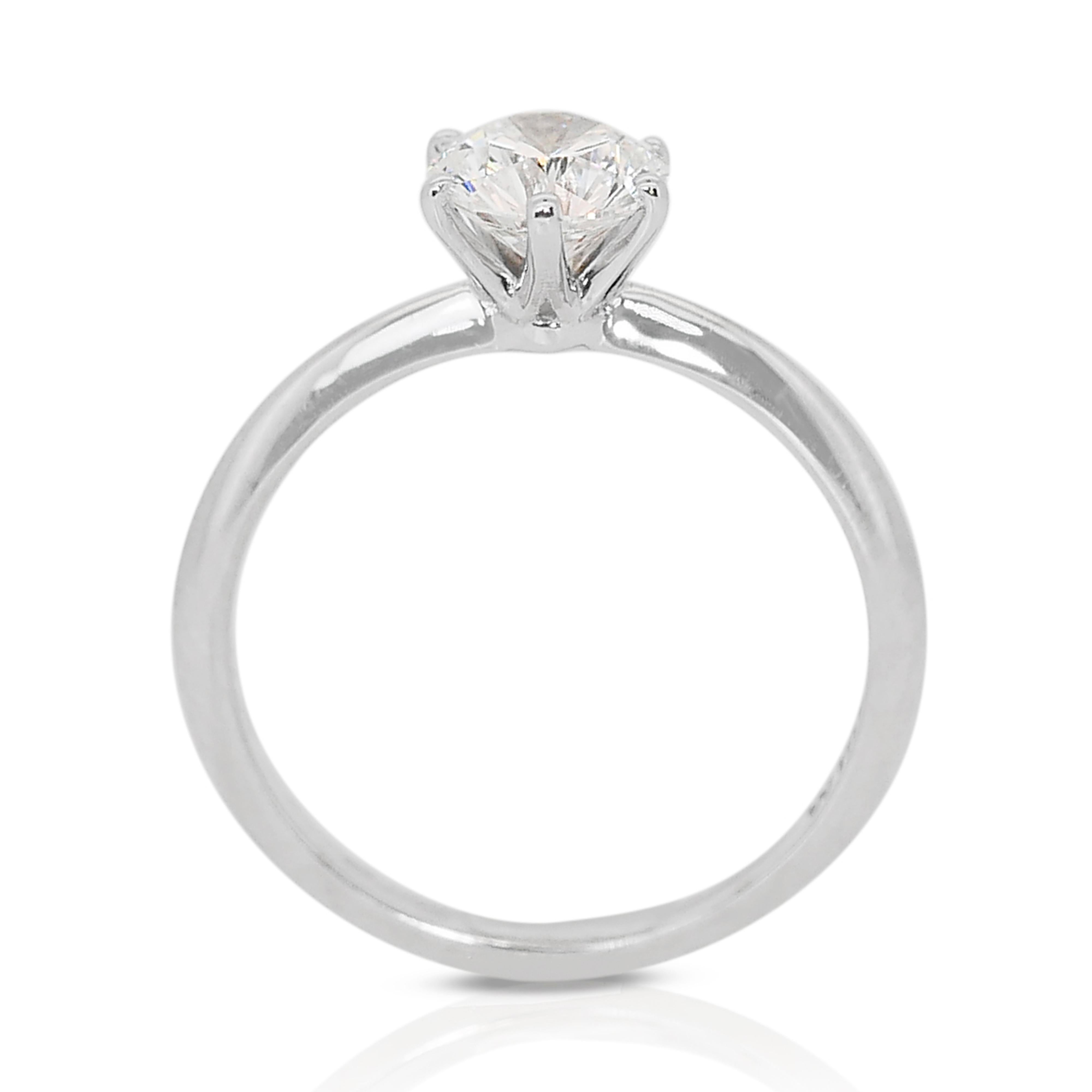 Classic 18k White Gold Diamond Solitaire Ring w/0.54 ct - GIA Certified For Sale 1