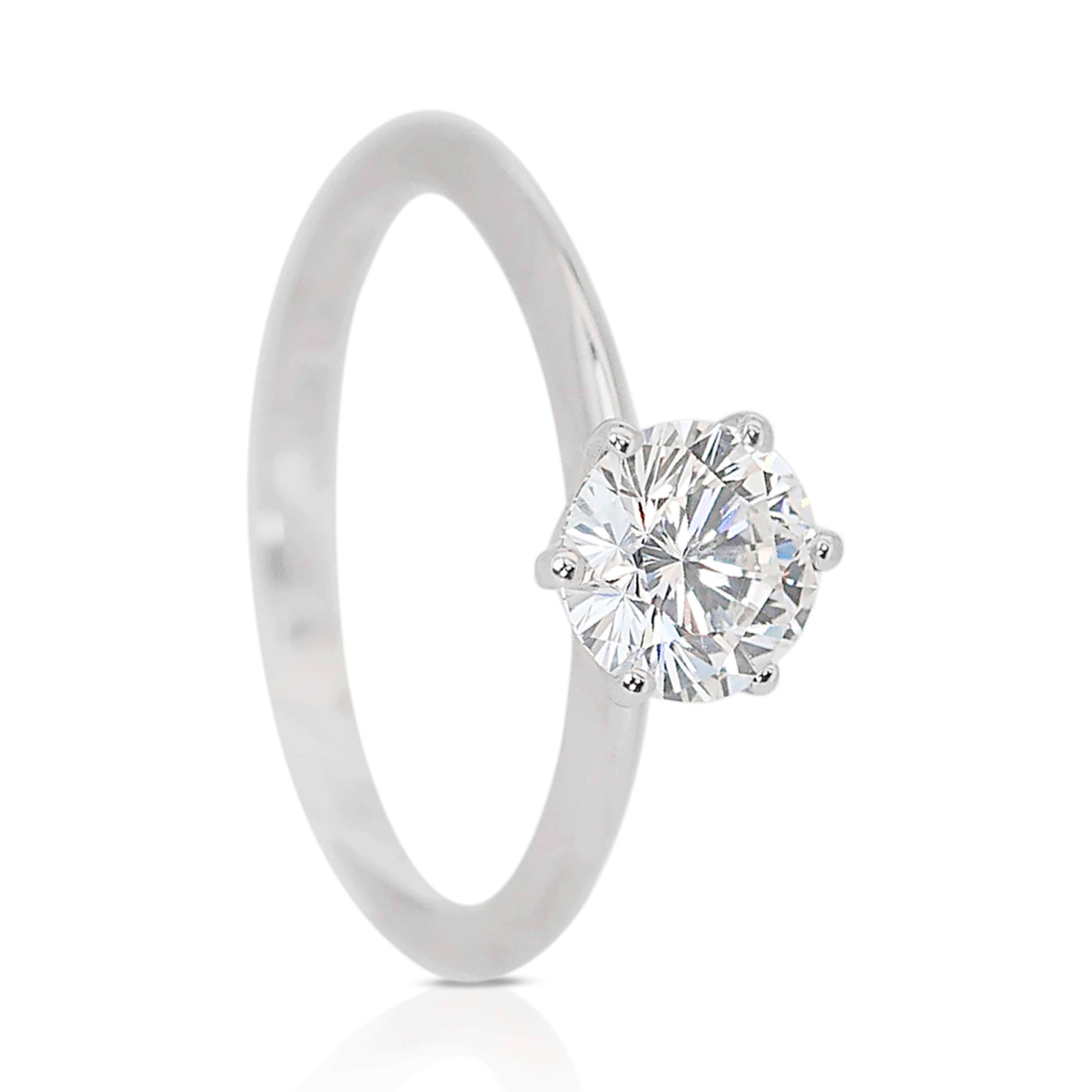 Classic 18k White Gold Diamond Solitaire Ring w/0.54 ct - GIA Certified For Sale 3