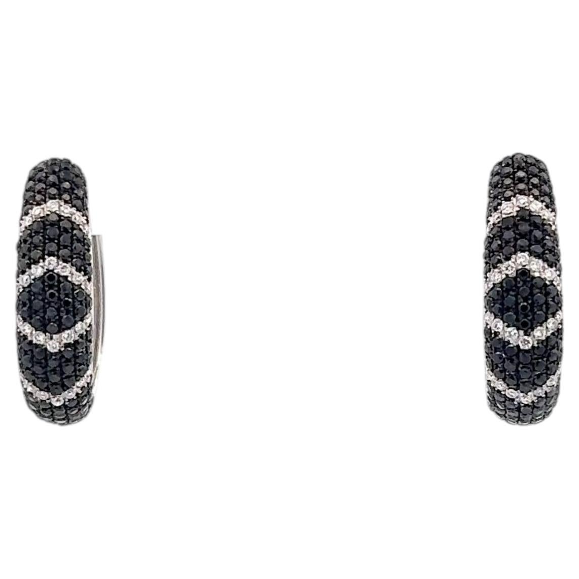 Classic 18K White Gold Earrings Black Diamond for Her