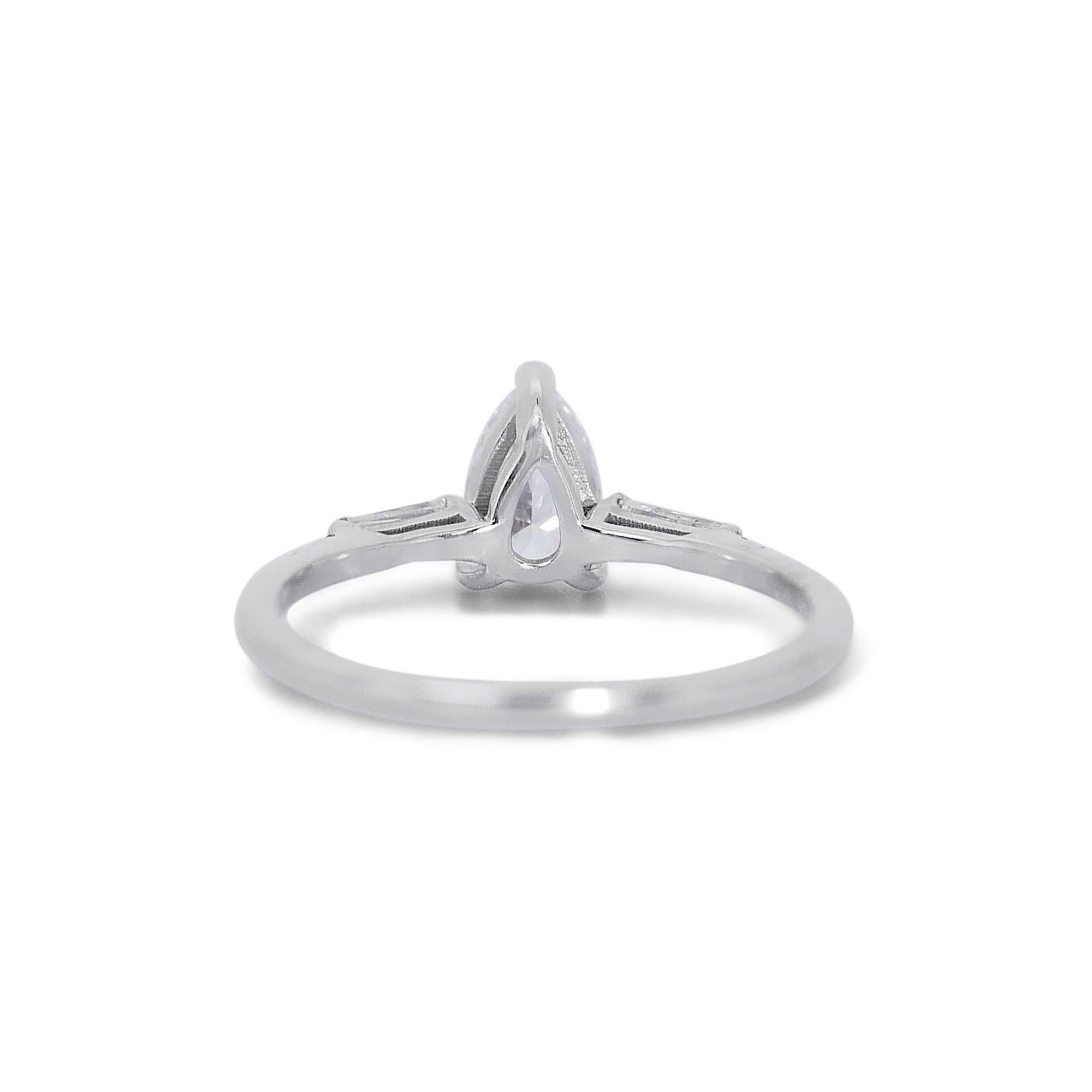 Classic 18k White Gold Natural Diamond Solitaire Ring w/0.93 ct - GIA Certified For Sale 1
