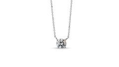 Classic 18k White Gold Necklace & Pendant with 0.8ct Natural Diamond GIA Cert