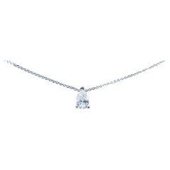 Classic 18K White Gold Necklace with 0.45 ct Natural Diamonds- IGI Certificate