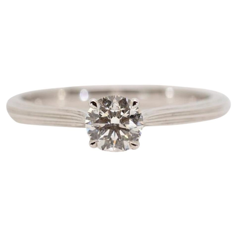 Classic 18K White Gold Ring with 0.40  ct  Natural Diamonds- GIA Certificate For Sale